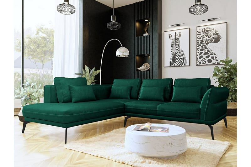 Graystone 4-sits Hörnbäddsoffa NO_BRAND Dark green - Huonekalut - Sohva - Divaanisohva - 4 istuttava sohva divaanilla