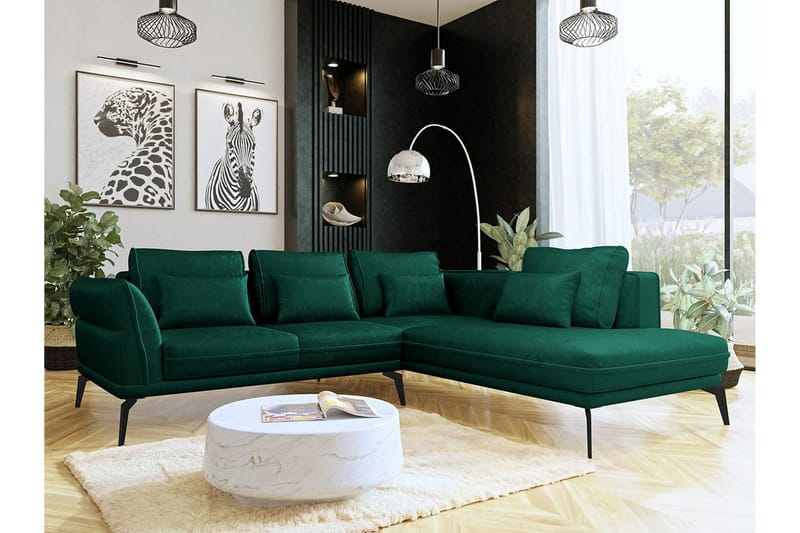 Graystone 4-sits Hörnbäddsoffa NO_BRAND Dark green - Huonekalut - Sohva - Divaanisohva - 4 istuttava sohva divaanilla