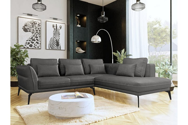 Graystone 4-sits Hörnbäddsoffa NO_BRAND Dark grey - Huonekalut - Sohva - Divaanisohva - 4 istuttava sohva divaanilla