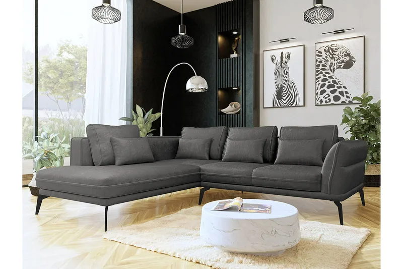 Graystone 4-sits Hörnbäddsoffa NO_BRAND Dark grey - Huonekalut - Sohva - Divaanisohva - 4 istuttava sohva divaanilla