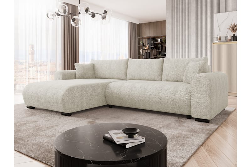 Handda Vuodesohva Divaanilla 3-istuttava Bouclé - Beige - Huonekalut - Sohva - Vuodesohva