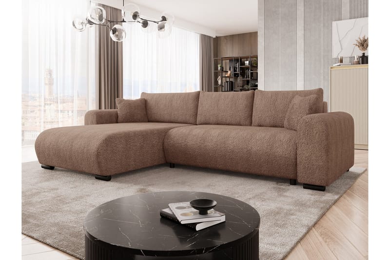 Handda Vuodesohva Divaanilla 3-istuttava Bouclé - Vaaleanpunainen - Huonekalut - Sohva - Vuodesohva