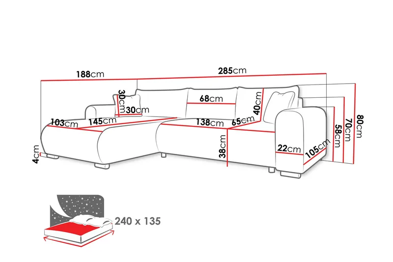 Handda Vuodesohva Divaanilla 3-istuttava Chenille - Valkoinen - Huonekalut - Sohva - Vuodesohva