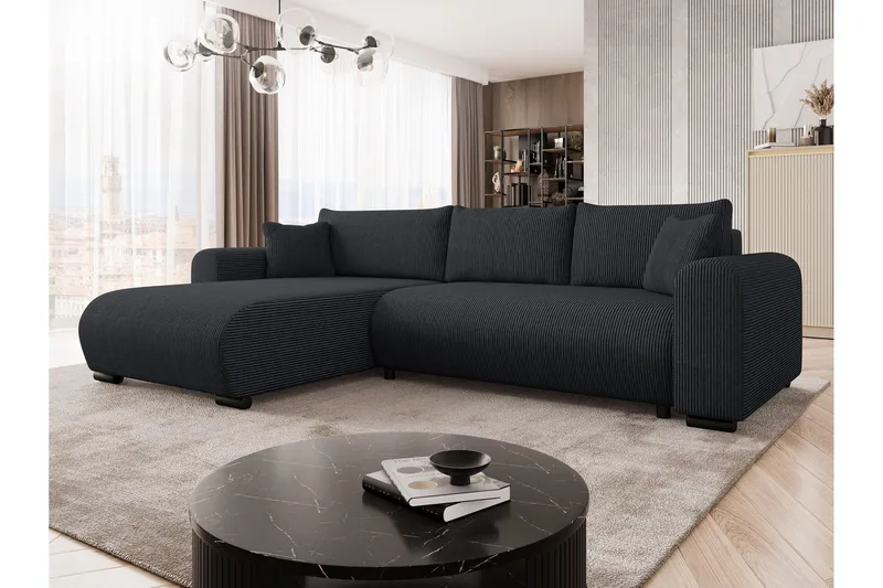 Handda Vuodesohva Divaanilla 3-istuttava Manchester - Musta - Huonekalut - Sohva - Vuodesohva