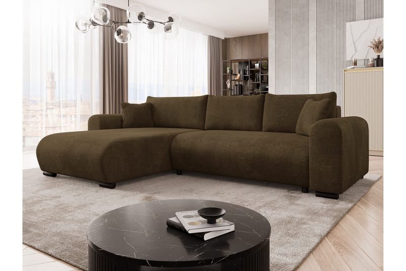 Handda Vuodesohva Divaanilla 3-istuttava Sametti - Ruskea - Huonekalut - Sohva - Vuodesohva