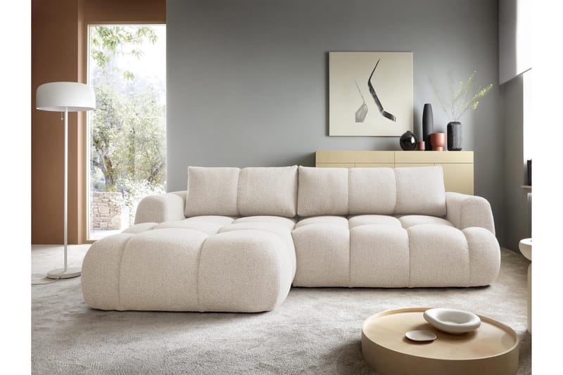Handu Vuodesohva Divaanilla 3-istuttava Bouclé - Beige - Huonekalut - Sohva - Vuodesohva