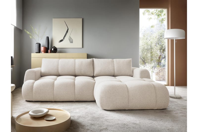 Handu Vuodesohva Divaanilla 3-istuttava Bouclé - Beige - Huonekalut - Sohva - Vuodesohva