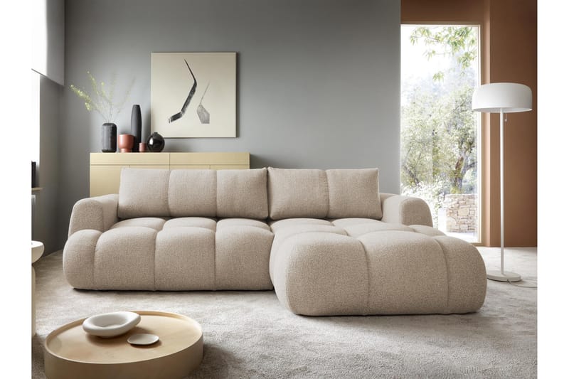 Handu Vuodesohva Divaanilla 3-istuttava Bouclé - Beige - Huonekalut - Sohva - Vuodesohva