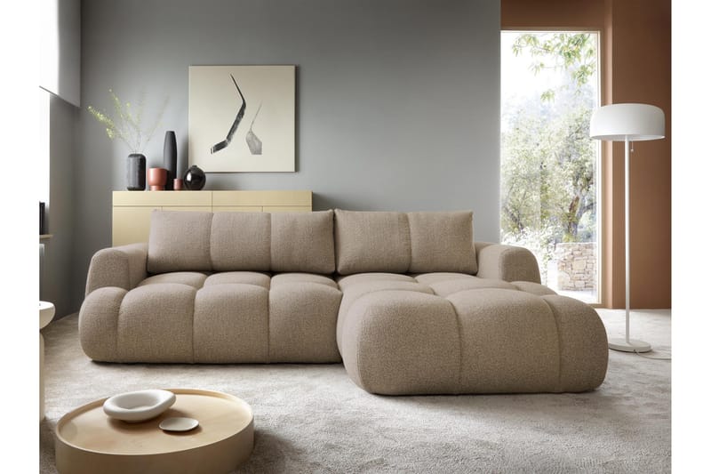 Handu Vuodesohva Divaanilla 3-istuttava Bouclé - Ruskea - Huonekalut - Sohva - Vuodesohva