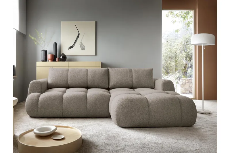 Handu Vuodesohva Divaanilla 3-istuttava Bouclé - Ruskea - Huonekalut - Sohva - Vuodesohva