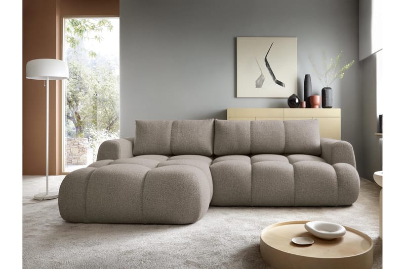 Handu Vuodesohva Divaanilla 3-istuttava Bouclé - Ruskea - Huonekalut - Sohva - Vuodesohva