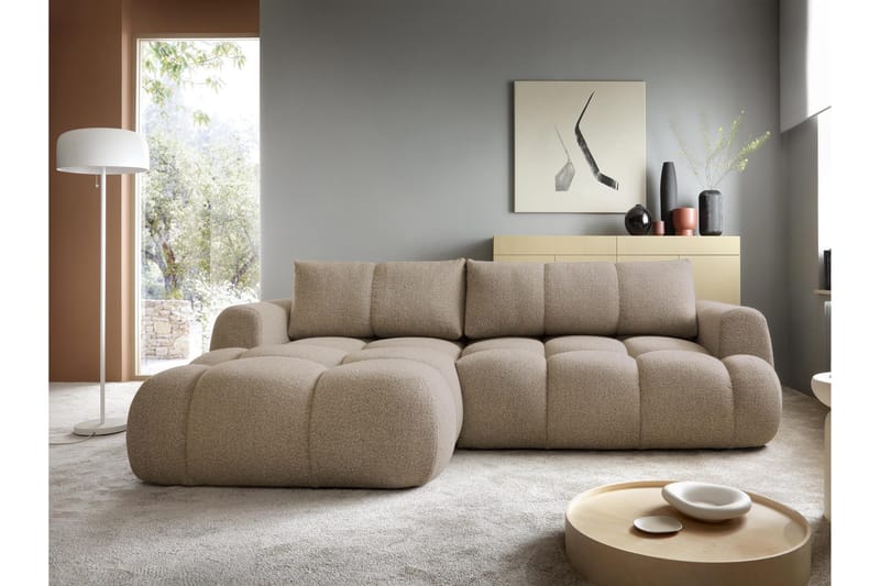 Handu Vuodesohva Divaanilla 3-istuttava Bouclé - Ruskea - Huonekalut - Sohva - Vuodesohva