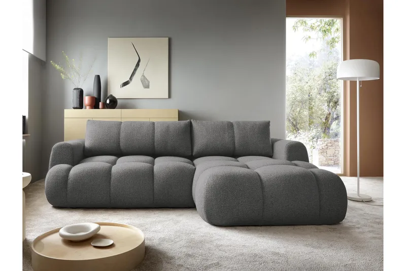 Handu Vuodesohva Divaanilla 3-istuttava Bouclé - Tummanharmaa - Huonekalut - Sohva - Vuodesohva