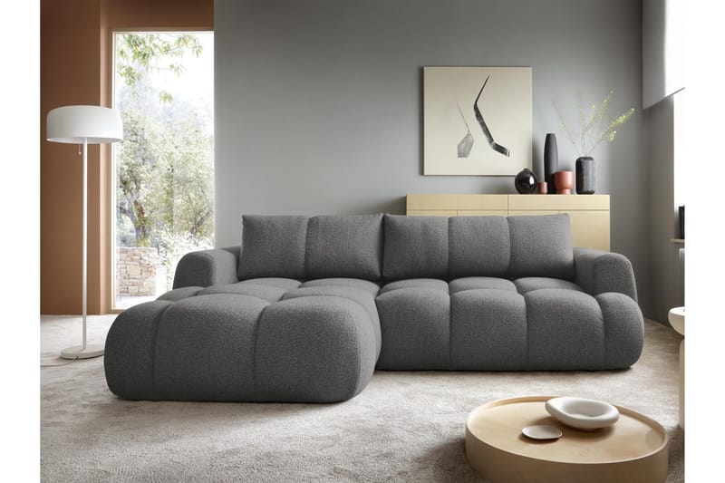 Handu Vuodesohva Divaanilla 3-istuttava Bouclé - Tummanharmaa - Huonekalut - Sohva - Vuodesohva