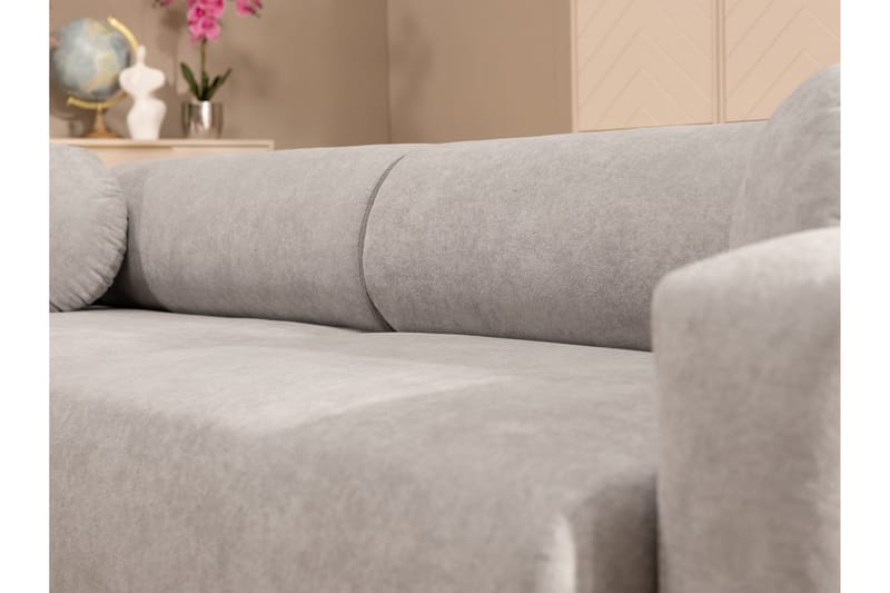 Hanish Vuodesohva Divaanilla 3-istuttava Plyysi - Beige - Huonekalut - Sohva - Vuodesohva