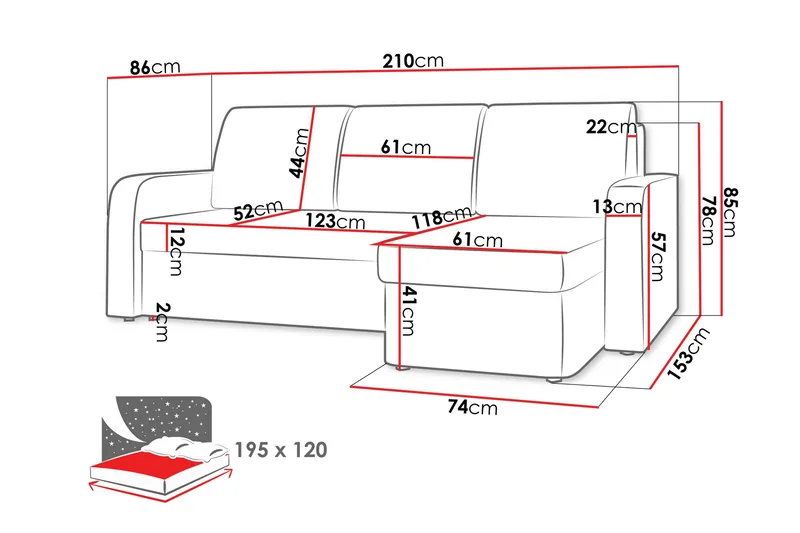 Hardev Vuodesohva Divaanilla 3-istuttava - Harmaa - Huonekalut - Sohva - Vuodesohva