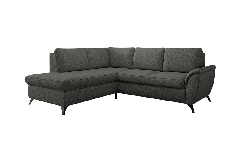 Hereford 3-istuttava vasen kulmasohvasänky 126x185 cm säilytystilalla kankaasta, Tummanharmaa