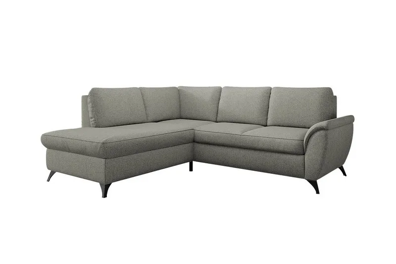 Hereford 3-istuttava vasen kulmavuodesohva 126x185 cm säilytystilalla kangasta, Harmaa