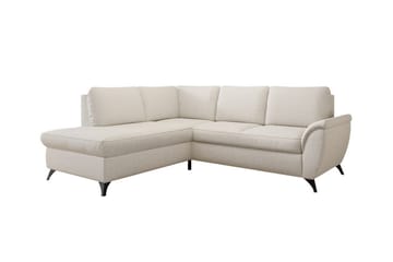 Hereford 3-istuttava vasen kulmavuodesohva 126x185 cm säilytystilalla kangasta - Kermanvalkoinen - Huonekalut - Sohva - Vuodesohva