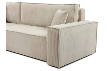 Hobson Vuodesohva Divaanilla 3-istuttava Plyysi - Beige - Huonekalut - Sohva - Vuodesohva