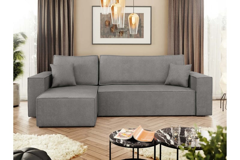 Hobson Vuodesohva Divaanilla 3-istuttava Plyysi - Harmaa - Huonekalut - Sohva - Vuodesohva