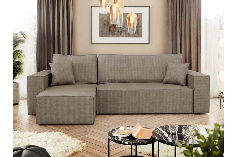 Hobson Vuodesohva Divaanilla 3-istuttava Plyysi - Ruskea - Huonekalut - Sohva - Vuodesohva