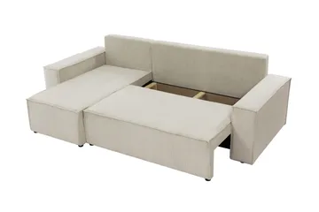 Hobson Vuodesohva Divaanilla 3-istuttava Plyysi - Beige - Huonekalut - Sohva - Vuodesohva