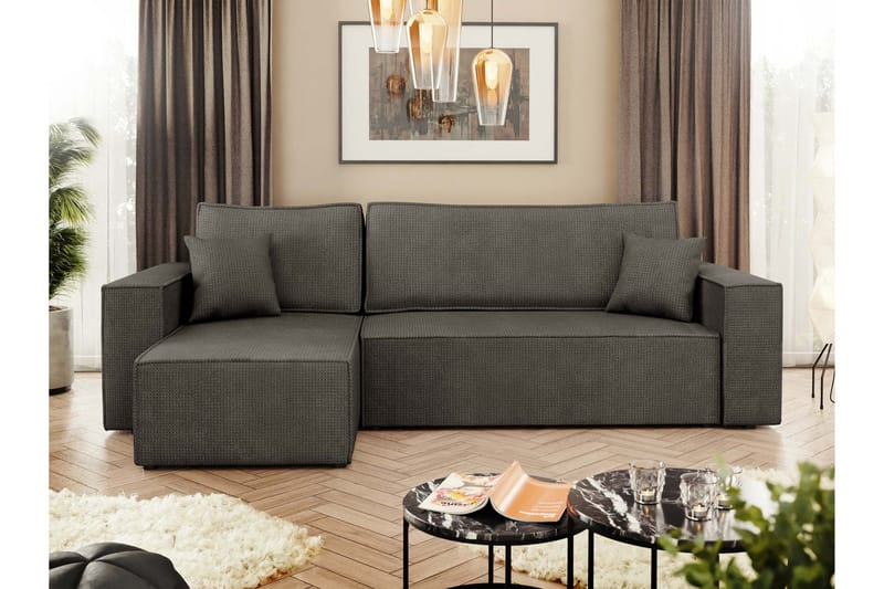 Hobson Vuodesohva Divaanilla 3-istuttava Plyysi - Harmaa - Huonekalut - Sohva - Vuodesohva