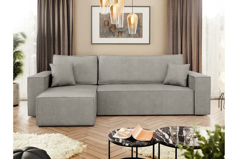 Hobson Vuodesohva Divaanilla 3-istuttava Plyysi - Harmaa - Huonekalut - Sohva - Vuodesohva