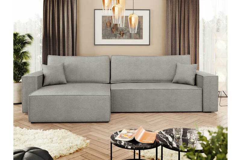 Hobson Vuodesohva Divaanilla 3-istuttava Plyysi - Harmaa - Huonekalut - Sohva - Vuodesohva