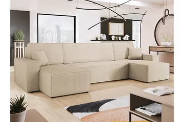 Hobson Vuodesohva Tupladivaanilla 4-istuttava Plyysi - Beige - Huonekalut - Sohva - Vuodesohva