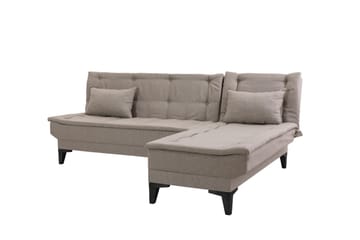 Hunterville 4-istuttava oikeanpuoleinen l-mallinen vuodesohva 107x225 cm kankaalla - Beige - Huonekalut - Sohva - Vuodesohva
