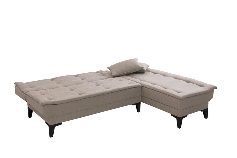 Hunterville 4-istuttava oikeanpuoleinen l-mallinen vuodesohva 107x225 cm kankaalla - Beige - Huonekalut - Sohva - Vuodesohva