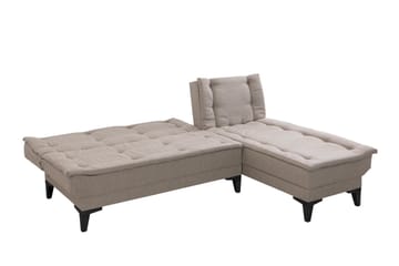 Hunterville 4-istuttava oikeanpuoleinen l-mallinen vuodesohva 107x225 cm kankaalla - Beige - Huonekalut - Sohva - Vuodesohva
