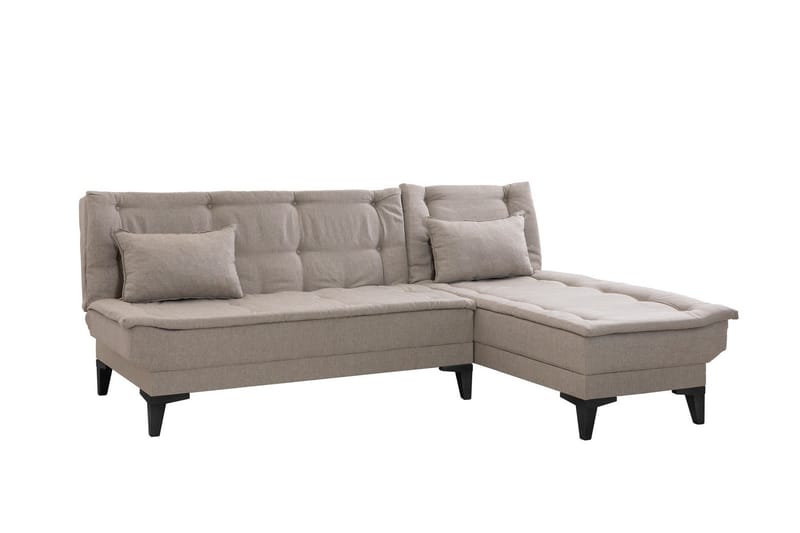 Hunterville 4-istuttava oikeanpuoleinen l-mallinen vuodesohva 107x225 cm kankaalla, Beige