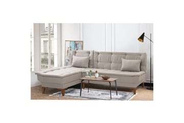 Hunterville 4-istuttava vasen l-mallinen vuodesohva 107x225 cm kankaalla - Beige - Huonekalut - Sohva - Vuodesohva
