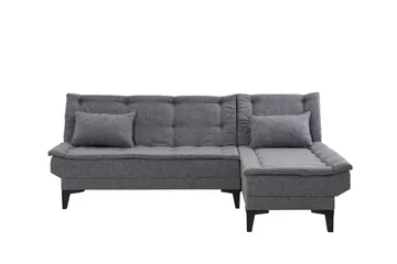 Hunterville oikea l-mallinen 4-paikkainen pitkittäin avattava vuodesohva 107x225 cm kankaasta - Harmaa - Huonekalut - Sohva - Vuodesohva