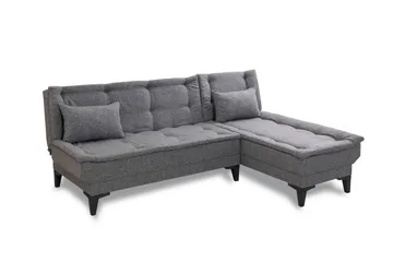 Hunterville oikea l-mallinen 4-paikkainen pitkittäin avattava vuodesohva 107x225 cm kankaasta - Harmaa - Huonekalut - Sohva - Vuodesohva