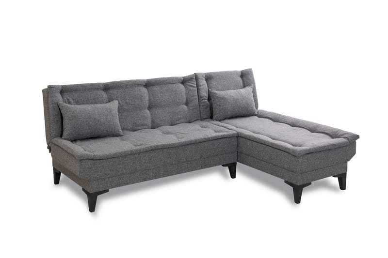 Hunterville oikea l-mallinen 4-paikkainen pitkittäin avattava vuodesohva 107x225 cm kankaasta - Harmaa - Huonekalut - Sohva - Vuodesohva