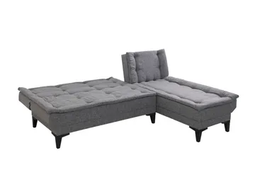 Hunterville oikea l-mallinen 4-paikkainen pitkittäin avattava vuodesohva 107x225 cm kankaasta - Harmaa - Huonekalut - Sohva - Vuodesohva