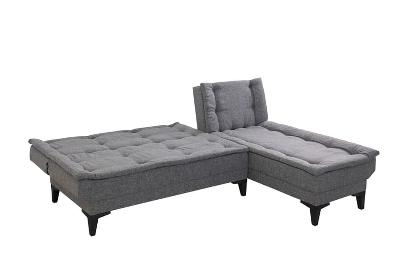 Hunterville oikea l-mallinen 4-paikkainen pitkittäin avattava vuodesohva 107x225 cm kankaasta - Harmaa - Huonekalut - Sohva - Vuodesohva