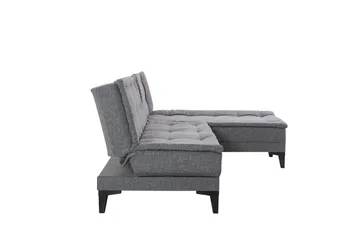 Hunterville oikea l-mallinen 4-paikkainen pitkittäin avattava vuodesohva 107x225 cm kankaasta - Harmaa - Huonekalut - Sohva - Vuodesohva