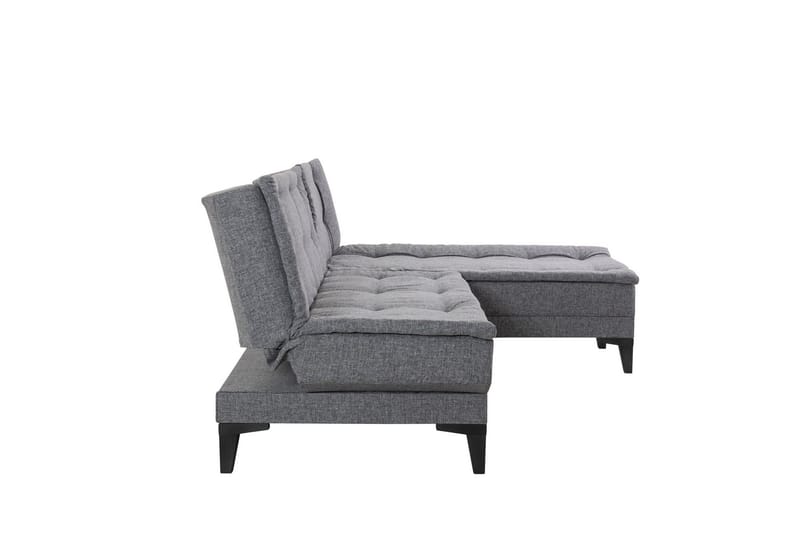 Hunterville oikea l-mallinen 4-paikkainen pitkittäin avattava vuodesohva 107x225 cm kankaasta - Harmaa - Huonekalut - Sohva - Vuodesohva