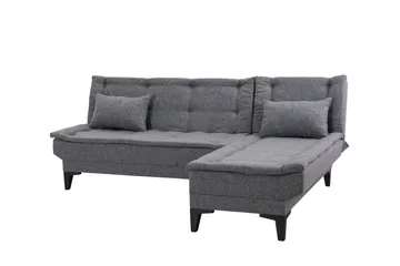 Hunterville oikea l-mallinen 4-paikkainen pitkittäin avattava vuodesohva 107x225 cm kankaasta - Harmaa - Huonekalut - Sohva - Vuodesohva