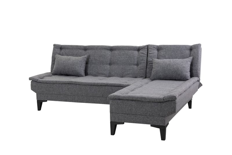 Hunterville oikea l-mallinen 4-paikkainen pitkittäin avattava vuodesohva 107x225 cm kankaasta - Harmaa - Huonekalut - Sohva - Vuodesohva