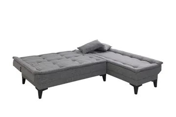 Hunterville oikea l-mallinen 4-paikkainen pitkittäin avattava vuodesohva 107x225 cm kankaasta - Harmaa - Huonekalut - Sohva - Vuodesohva