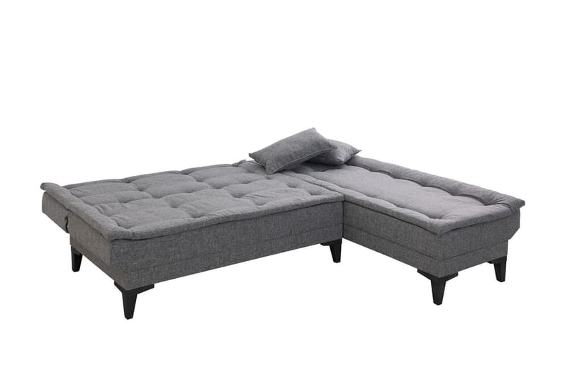 Hunterville oikea l-mallinen 4-paikkainen pitkittäin avattava vuodesohva 107x225 cm kankaasta - Harmaa - Huonekalut - Sohva - Vuodesohva