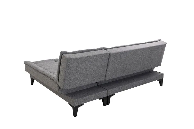 Hunterville oikea l-mallinen 4-paikkainen pitkittäin avattava vuodesohva 107x225 cm kankaasta - Harmaa - Huonekalut - Sohva - Vuodesohva