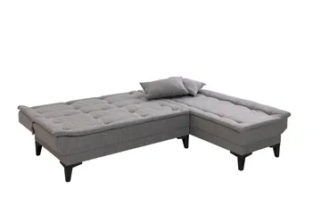 Hunterville oikea l-mallinen vuodesohva 107x225 cm kankaalla - Harmaa - Huonekalut - Sohva - Vuodesohva