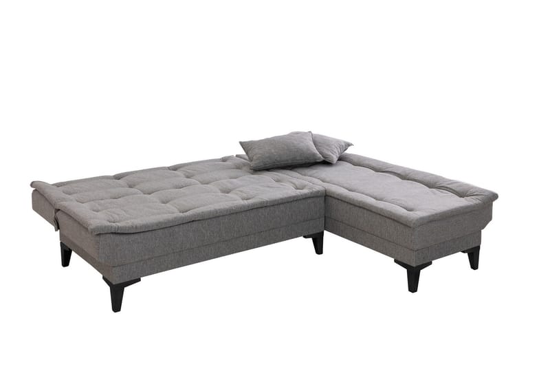 Hunterville oikea l-mallinen vuodesohva 107x225 cm kankaalla - Harmaa - Huonekalut - Sohva - Vuodesohva